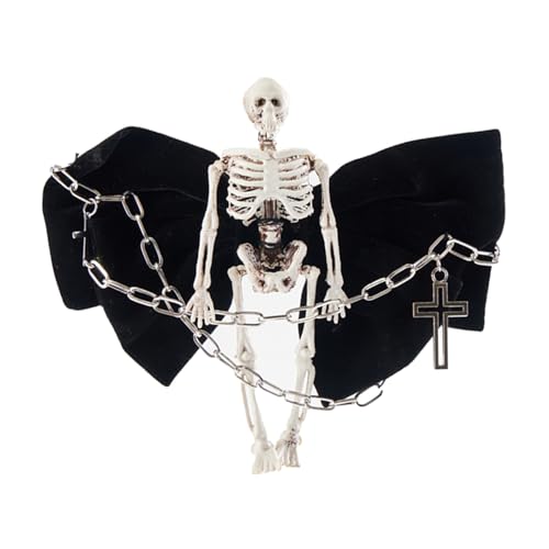 Haarspange mit Totenkopf-Haarschleifen, Seitenclip, spurlos, dünne Haarspangen, Maskeraden, Haarschmuck von MALSSE