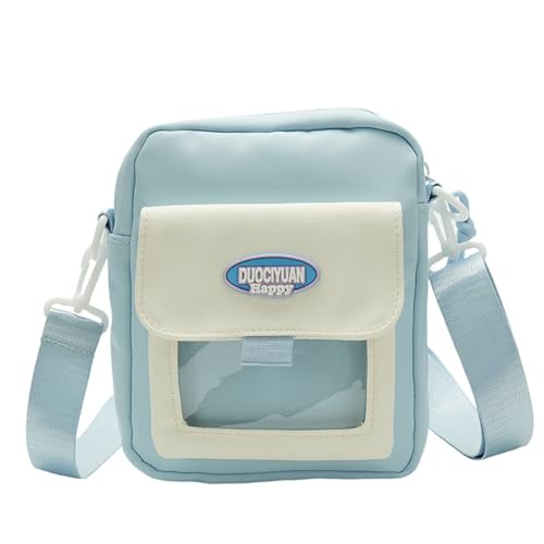 Itabag Umhängetasche in Kontrastfarbe, transparent, japanischer Stil, Umhängetasche, Kuriertasche, kleine Handy-Tasche für Pin-Display, blau, One Size Itabag Umhängetasche in Kontrastfarbe, transparent, japanischer Stil, Umhängetasche, Kuriertasche, kleine Handy-Tasche für Pin-Display, blau, One Size von MALSSE