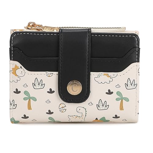 Kompakte Geldbörsen für Damen, zweifache Clutches, modische PU-Ledergeldbörse, Kreditkartenhalter, Geldtasche, Reisegeldbörse, Bifold Clutches Geldbörse, Schwarz , Mass Beauty von MALSSE