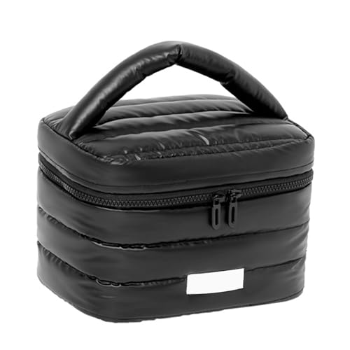 Kosmetiktasche für Damen mit geräumigen Designs, Kosmetiktasche, einfacher Zugang für Reisen und den täglichen Gebrauch, Make-up-Reisetasche, Schwarz , Mass Beauty von MALSSE