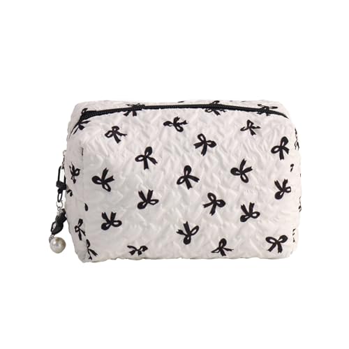 Kosmetiktasche mit großem Fassungsvermögen, ästhetischer Kosmetik-Organizer, Schleifen, Make-up, Hautpflege, Organizer für Frauen, Schleifen, Make-up, große Kapazität, Wäsche, Wechselgeldbörse von MALSSE