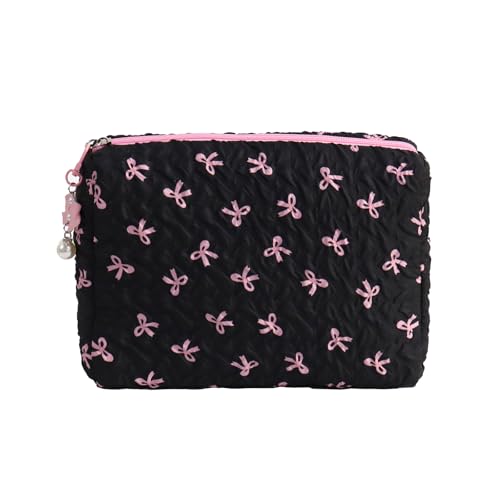 Kosmetiktasche mit großem Fassungsvermögen, ästhetischer Kosmetik-Organizer, Schleifen, Make-up, Hautpflege, Organizer für Frauen, Schleifen, Make-up, große Kapazität, Wäsche, Wechselgeldbörse von MALSSE