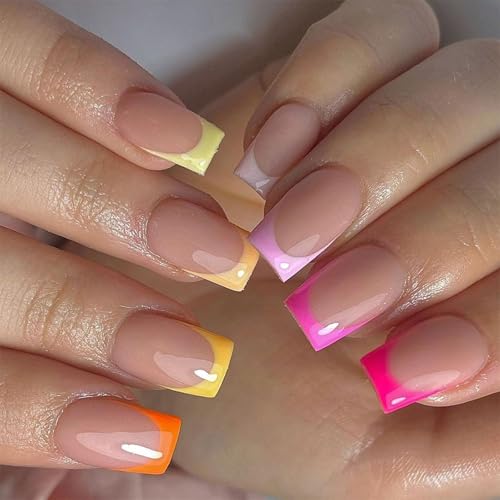 Künstliche Fingernägel, kurz, quadratisch, zum Aufkleben, für Damen und Mädchen, Design für künstliche Nägel von MALSSE