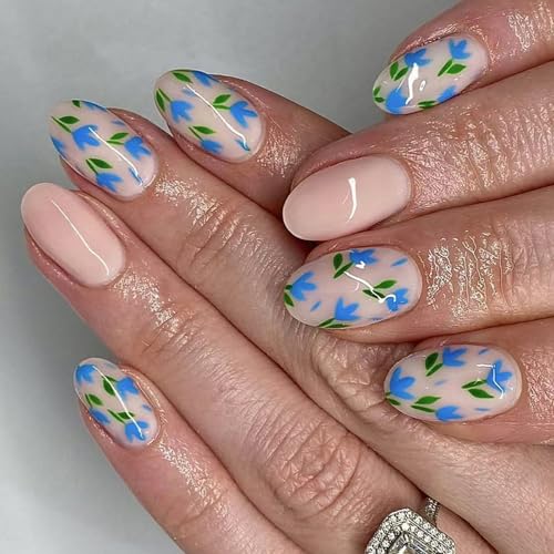 Künstliche Nägel zum Aufdrücken, Mandelkleber, französische Designs, künstliche Geschenke für Frauen und Mädchen, zum Aufkleben, 24 Stück von MALSSE