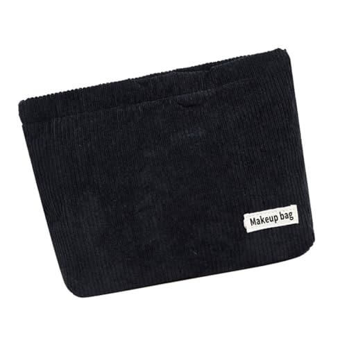Luxuriöse, geräumige Make-up-Tasche aus Kord, Kosmetik-Organizer, Samt, mit Reißverschluss, Kulturbeutel für den täglichen Gebrauch und Reisen, große Kapazität, Schwarz , Mass Beauty von MALSSE
