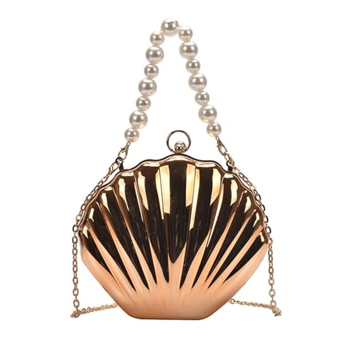 MALSSE Abendtasche für Mädchen und Frauen, Muscheltasche, Perlengriff, Crossbody, Party, Hochzeit, Clutch, Handtasche, Kette, Crossbody von MALSSE