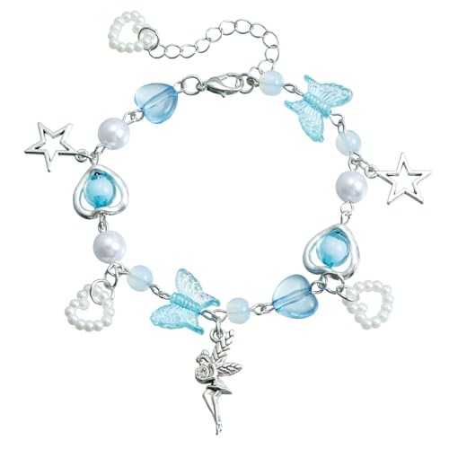 MALSSE Armreif mit bunten Perlen, Schmetterling, Herz, Stern, verstellbar, für Damen und Mädchen, modischer Freundschaftsschmuck, ästhetischer Schmuck, Einheitsgröße, Wie beschrieben MALSSE Armreif mit bunten Perlen, Schmetterling, Herz, Stern, verstellbar, für Damen und Mädchen, modischer Freundschaftsschmuck, ästhetischer Schmuck, Einheitsgröße, Wie beschrieben von MALSSE