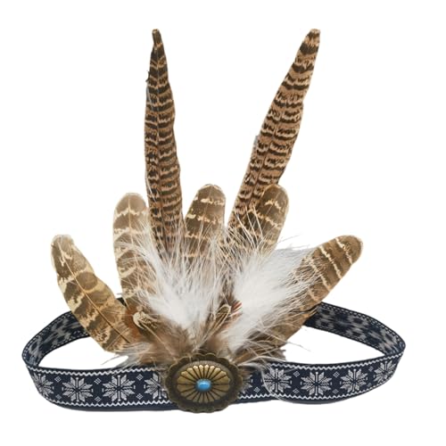 MALSSE Buntes gefiedertes Haarband, Haarschmuck, ethnisches indisches Haarband für besondere Anlässe und Karnevalsfeiern, Partys von MALSSE