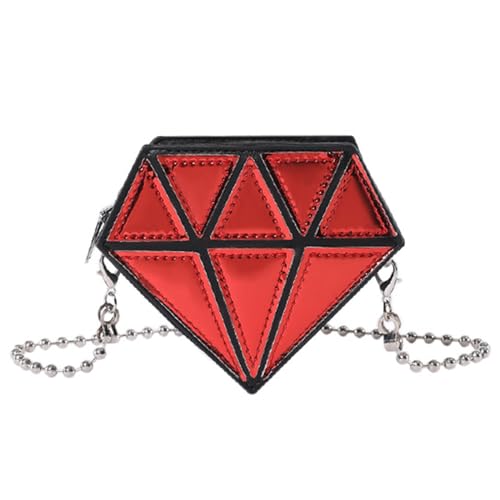 MALSSE Damen-Umhängetasche, PU-Leder, Kettenriemen, Umhängetasche, Geldbörse, modisch, kleine Handtaschenform, Crossbody-Tasche, PU-Ledertasche, rot, One Size MALSSE Damen-Umhängetasche, PU-Leder, Kettenriemen, Umhängetasche, Geldbörse, modisch, kleine Handtaschenform, Crossbody-Tasche, PU-Ledertasche, rot, One Size von MALSSE