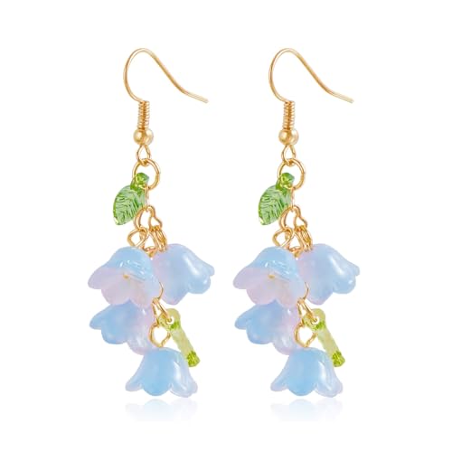 MALSSE Elegante Ohrringe Kette Halskette mit Blumenanhänger Choker Charm Modeschmuck Geschenk Accessoire für Frauen und Mädchen von MALSSE