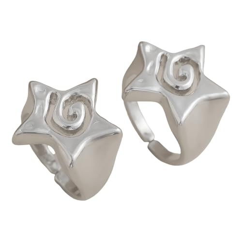 MALSSE Elegante Stern-Ringe-Kollektion, stilvolle Sternverzierung, trendiges Accessoire für Damen, modische Ringe, Silver, Wie beschrieben, Wie beschrieben von MALSSE