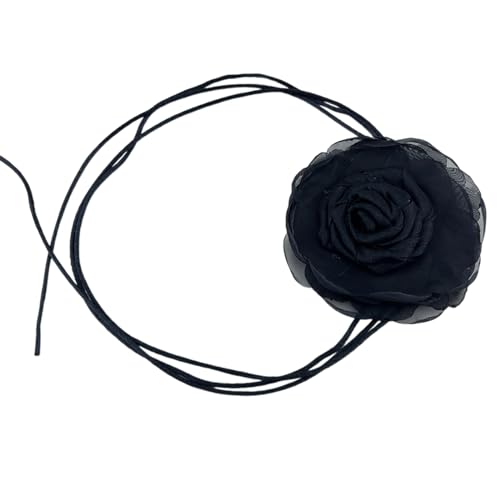 MALSSE Elegante Stoff-Rosen-Halskette, Gothic-Halsband, Accessoire für Weihnachten, Partys, Versammlungen, Nachtclub-Anlässe, handgefertigte Choker-Halskette, Einheitsgröße, Wie beschrieben, Wie von MALSSE