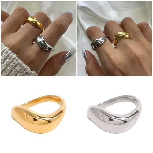 MALSSE Eleganter, unregelmäßiger Wellen-Ring, trendiger Edelstahl-Schmuck, künstlerisches Wellen-Design, für Partys, Jugendliche-Charme von MALSSE