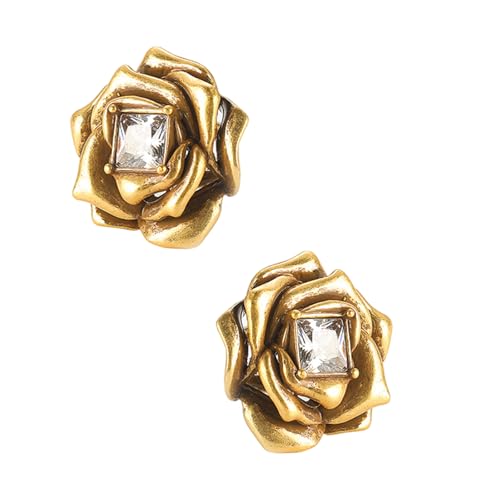 MALSSE Exquisite Rosenblütenringe, Ohrringe, stilvolle Blumenringe, Ohr-Hals-Anhänger für Frauen, die Eleganz und Individualität suchen, einzigartige Designs Halskette von MALSSE