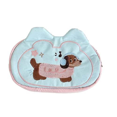 MALSSE Federmäppchen mit Hunde-Stickerei, 18 x 11 cm, großes Federmäppchen mit Reißverschluss, multifunktionales Federmäppchen, Reise-Kosmetiktasche, großes Fassungsvermögen, Schulbedarf-Organizer von MALSSE