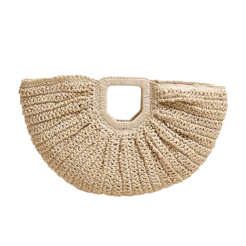 MALSSE Große Kapazität Damen Handtasche Abend Geldbörse Clutch Elegant Korb Shopper Tasche für gewebte Reise Handtasche, beige, One Size von MALSSE