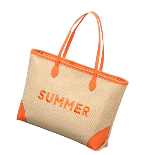 MALSSE Große Kapazität bestickte Strandtasche Mode Handtasche Schultertaschen Doppelgriff Gym Einkaufstasche für Damen und Mädchen Damen Strand, B, One Size von MALSSE