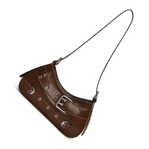 MALSSE Herbst Winter Achseltasche für Damen Mädchen Trendy Clutches Handtasche Geldbörse Retro Schnalle Schulter PU Leder Achselhöhle Herbst Winter Handtasche Schnalle Schulter Retro Unterarm, braun von MALSSE