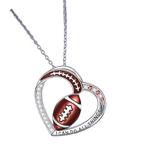MALSSE Herz-Anhänger kombiniert Volleyball-Softball-Designs, verstellbare Länge, Kette für trendiges Outfit, Akzente, verstellbare Sport-Charm-Halskette, Einheitsgröße, Wie beschrieben, Wie von MALSSE
