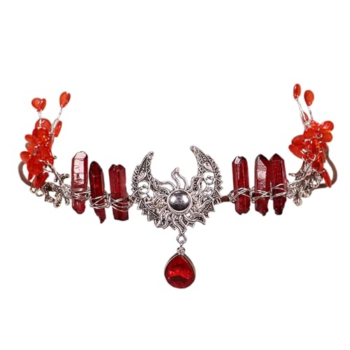 MALSSE Hexe Kristall Braut Stirnband Mond für Karneval Party Handgemachte Party Cosplay Kostüm Braut Zubehör Mond Stirnband Haarteil von MALSSE