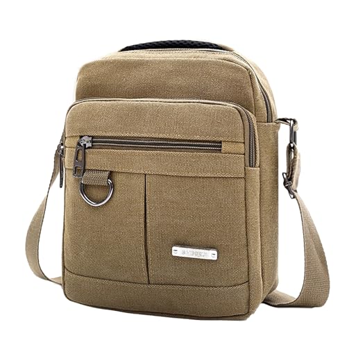 MALSSE Kleine Umhängetasche für Herren, aus Segeltuch, für tägliches Pendeln und Geschäftstreffen, multifunktionale Umhängetasche, Handtasche, Umhängetasche, khaki, One Size MALSSE Kleine Umhängetasche für Herren, aus Segeltuch, für tägliches Pendeln und Geschäftstreffen, multifunktionale Umhängetasche, Handtasche, Umhängetasche, khaki, One Size von MALSSE