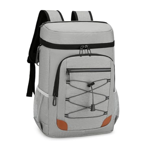 MALSSE Kühlrucksack, leicht, kühlend, isoliert, auslaufsicher, leicht, Kühltasche für Camping, Wandern, Angeln, Damen Isolierte Tasche, hellgrau, One Size von MALSSE