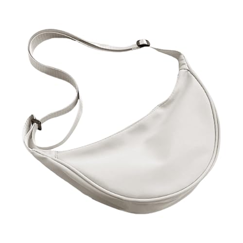 MALSSE Lässige Nylon-Umhängetasche, Crossbody-Tasche, großes Fassungsvermögen, mit verstellbarem Riemen, für Damen, weiß, One Size MALSSE Lässige Nylon-Umhängetasche, Crossbody-Tasche, großes Fassungsvermögen, mit verstellbarem Riemen, für Damen, weiß, One Size von MALSSE