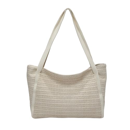 MALSSE Lässige gewebte Strohtasche für Damen, großes Fassungsvermögen, Strandhandtasche mit Tragegriff oben, mit Reißverschluss, Schultertasche für den täglichen Gebrauch, gewebte Schulter, beige, One MALSSE Lässige gewebte Strohtasche für Damen, großes Fassungsvermögen, Strandhandtasche mit Tragegriff oben, mit Reißverschluss, Schultertasche für den täglichen Gebrauch, gewebte Schulter, beige, One von MALSSE