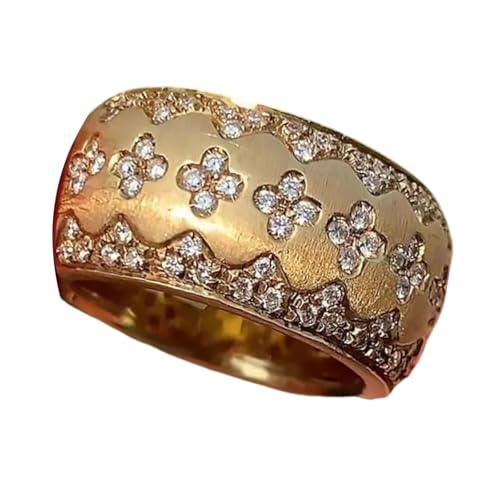MALSSE Leichte Kupfer-Kleeblatt-Ringe mit Kristallzirkon, verziert, goldfarben, Schmuck für den täglichen Gebrauch oder formelle Veranstaltungen, Bankett-Party-Zubehör für Damen, Einheitsgröße, Wie MALSSE Leichte Kupfer-Kleeblatt-Ringe mit Kristallzirkon, verziert, goldfarben, Schmuck für den täglichen Gebrauch oder formelle Veranstaltungen, Bankett-Party-Zubehör für Damen, Einheitsgröße, Wie von MALSSE