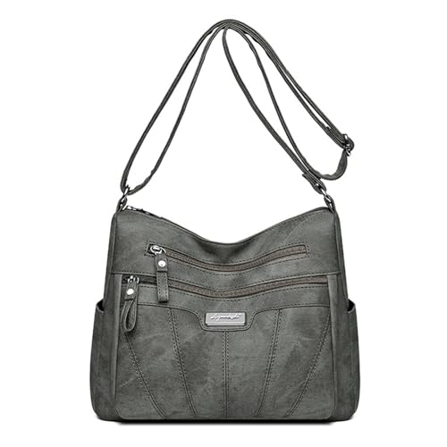 MALSSE Leichte und stilvolle Umhängetasche aus PU-Leder für Mütter und modische Crossbdoy-Taschen, organisiert und ordentlich, grau, One Size MALSSE Leichte und stilvolle Umhängetasche aus PU-Leder für Mütter und modische Crossbdoy-Taschen, organisiert und ordentlich, grau, One Size von MALSSE