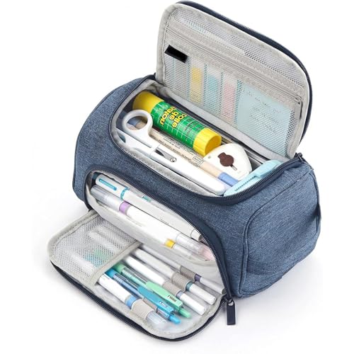 MALSSE Mehrzweck-Federmäppchen, großes Fassungsvermögen, doppellagig, Stiftebeutel, Reise-Kosmetiktasche für Studenten, Frauen, Mädchen, Bleistift-Organizer-Taschen, marineblau MALSSE Mehrzweck-Federmäppchen, großes Fassungsvermögen, doppellagig, Stiftebeutel, Reise-Kosmetiktasche für Studenten, Frauen, Mädchen, Bleistift-Organizer-Taschen, marineblau von MALSSE