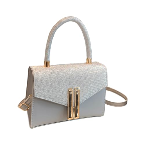 MALSSE Mode Damen Crossbody Tasche PU Leder Handtasche Modische Schulter Geldbörse Satchel für den täglichen Gebrauch Casual Date Handtasche, silber, One Size von MALSSE