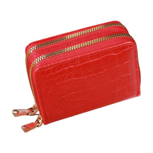 MALSSE Moderne kleine Damengeldbörse mit sicherem Reißverschluss, geprägtes PU-Leder, Kartenetui für mehrere Karten, C, Mass Beauty von MALSSE