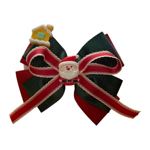 MALSSE Modische Haarspangen mit Schleife, Weihnachtsmann-/Baum-Anhänger, Weihnachtsfest, Haarstyling, rutschfest, stilvolle Haarspange für Damen und Mädchen von MALSSE