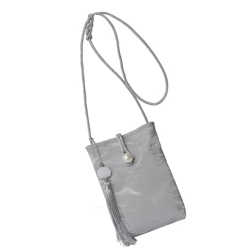 MALSSE Modische Perlen-Handytasche, chinesische Umhängetasche, Schultertasche, traditionelles Accessoire für den Alltag und Partys, traditionelles Handy-Zubehör, silber, One Size MALSSE Modische Perlen-Handytasche, chinesische Umhängetasche, Schultertasche, traditionelles Accessoire für den Alltag und Partys, traditionelles Handy-Zubehör, silber, One Size von MALSSE
