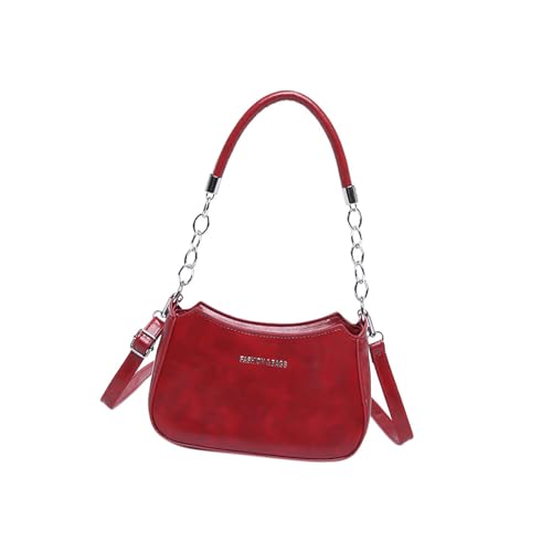 MALSSE Modische Retro-Umhängetasche für Damen, PU-Leder, Umhängetasche, Unterarm-Handtasche mit Kettengriff, für den täglichen Gebrauch, elegante Handtasche, rot, One Size MALSSE Modische Retro-Umhängetasche für Damen, PU-Leder, Umhängetasche, Unterarm-Handtasche mit Kettengriff, für den täglichen Gebrauch, elegante Handtasche, rot, One Size von MALSSE