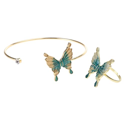 MALSSE Modische Schmetterlings-Manschette und Ringe, elegantes Schmuck-Accessoire für trendige Frauen, legere Kleidung, elegantes Damen-Accessoire MALSSE Modische Schmetterlings-Manschette und Ringe, elegantes Schmuck-Accessoire für trendige Frauen, legere Kleidung, elegantes Damen-Accessoire von MALSSE