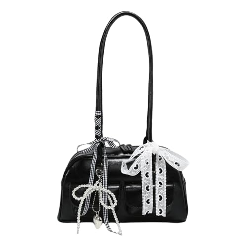 MALSSE Modische Schultertasche für Pendler, mit viel Platz und zwei Taschen, süße Schleife, Charm, Unterarmtasche, Geldbörse, PU-Leder, Unterarmtasche, 02style, One Size von MALSSE