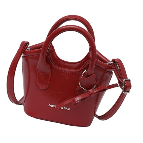 MALSSE Modische Umhängetasche, modische PU-Leder-Handtasche, Reise-Umhängetasche, lässiger Einkaufs-Geldbeutel für den täglichen Gebrauch, gewebte Crossbody-Tasche, rot, One Size von MALSSE
