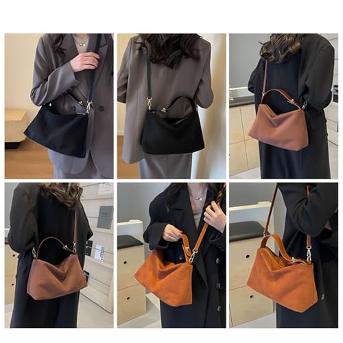 MALSSE Modische elegante Umhängetasche aus Kunstleder, mit Tragegriff oben, für Damen, Schwarz , One Size von MALSSE