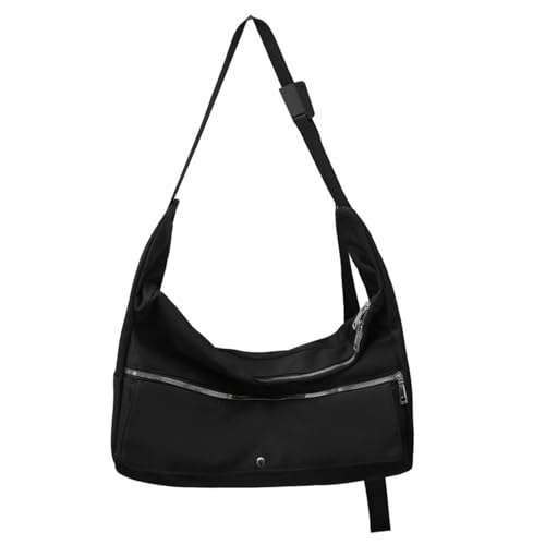 MALSSE Nylon-Umhängetasche mit großem Fassungsvermögen, einfarbig, Cargo-Schulter mit Reißverschluss für den täglichen Gebrauch und lässige Reisen, Schwarz , One Size von MALSSE