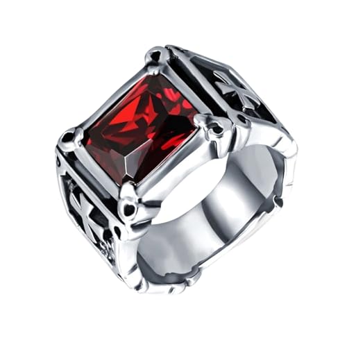 MALSSE Punk Styles Zirkonia gekreuzte Ringe Unisex Metall Schmuck Zubehör Zubehör für Gothic Mode und formelle Veranstaltung Cubic Zirkonia, rot, Wie beschrieben, Wie beschrieben von MALSSE