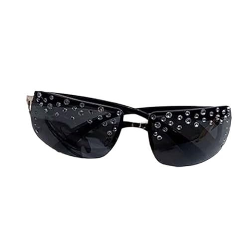 MALSSE Rechteckige Sonnenbrille, Strass, trendige Sonnenbrille, Outdoor, Urlaub, Brille für aktiven Lebensstil, einzigartig, Schwarze Folie MALSSE Rechteckige Sonnenbrille, Strass, trendige Sonnenbrille, Outdoor, Urlaub, Brille für aktiven Lebensstil, einzigartig, Schwarze Folie von MALSSE