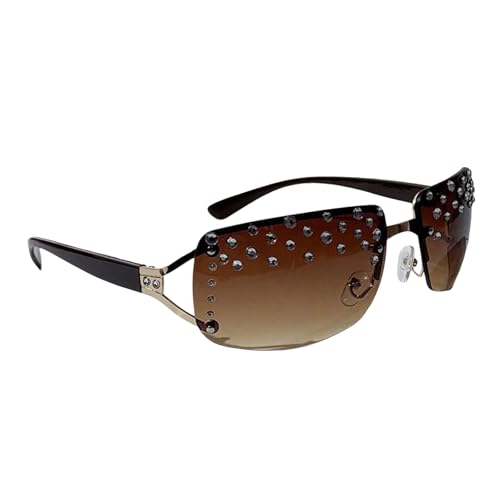 MALSSE Rechteckige Sonnenbrille, Strass, trendige Sonnenbrille, Outdoor, Urlaub, Brille für aktiven Lebensstil, einzigartig, Teescheiben MALSSE Rechteckige Sonnenbrille, Strass, trendige Sonnenbrille, Outdoor, Urlaub, Brille für aktiven Lebensstil, einzigartig, Teescheiben von MALSSE