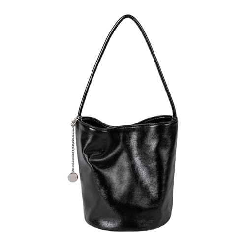 MALSSE Retro-inspirierte Handtasche aus weichem PU-Leder mit geräumiger Innenseite, lässige Unterarm-Geldbörse für Mode-Enthusiasten, modische weiche Tasche, Schwarz , One Size von MALSSE