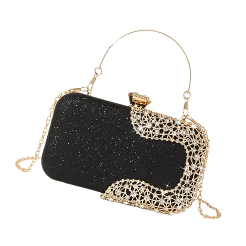 MALSSE Schimmernde Strass-Abend-Geldbörse für Damen, glitzernde Handtasche, Schultertasche mit Crossbody-Option zum Ausgehen, Luxus-Abschlussball-Clutch, Schwarz , One Size MALSSE Schimmernde Strass-Abend-Geldbörse für Damen, glitzernde Handtasche, Schultertasche mit Crossbody-Option zum Ausgehen, Luxus-Abschlussball-Clutch, Schwarz , One Size von MALSSE