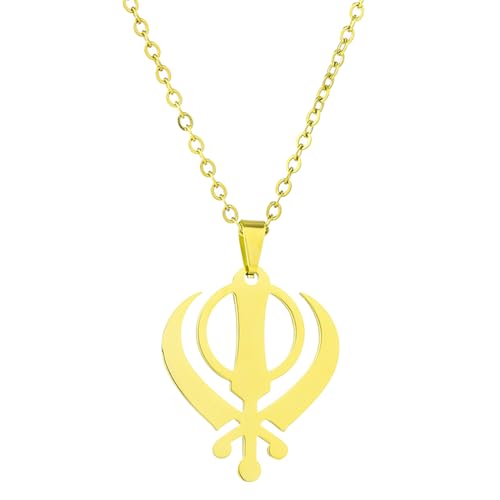 MALSSE Sikhism Symbol Halskette Religiöse Schlüsselbeinkette Unisex Choker Mode Accessoire Edelstahl Schlüsselbeinkette Verstellbar Choker von MALSSE