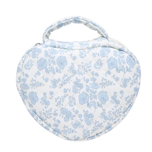 MALSSE Stilvolle Reise-Make-up-Tasche mit einzigartigem blauem Blumenmuster, raffinierte Kulturbeutel, Damen, die Organisation lieben, 7 von MALSSE