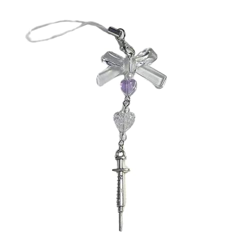 MALSSE Süßes Herz-Kreuz-Perlen-Handy-Charm-Riemen, Autoschlüssel, hängende Anhänger, modische Taschendekoration, Schlüsselband, Geldbörse, Zubehör, Handy-Anhänger, Schlüsselband für Schlüssel von MALSSE