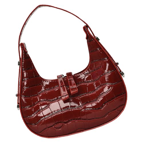 MALSSE Trendige Abendtasche Party Schultertasche PU Leder Handtasche Glänzende Oberfläche Unterarm für verschiedene Anlässe, B, One Size von MALSSE